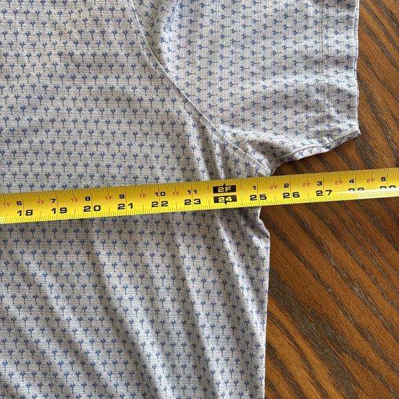 Johnnie O Polo Shirt Mens 2XL XXL Blue All Over Print Golf Performance Top Shelf - Picture 5 of 8